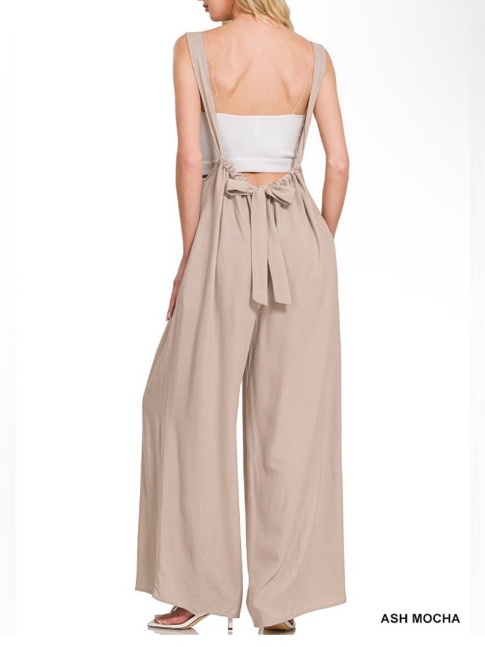 Zenana Stone Wide-Leg Suspender Jumpsuit - Picture 5 of 6